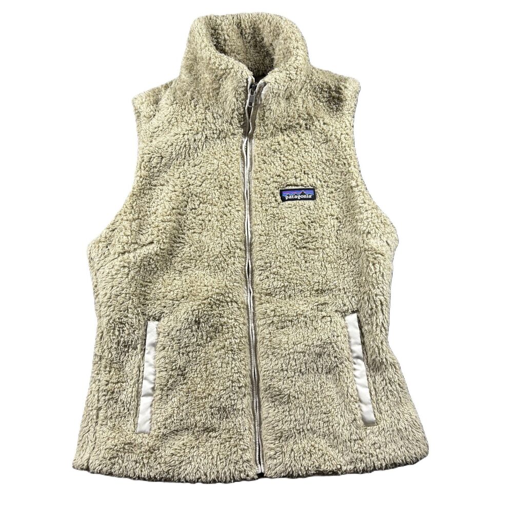 Patagonia Women Los Gatos Sherpa Vest Pockets Sleeveless Full Zip Tan Small G308